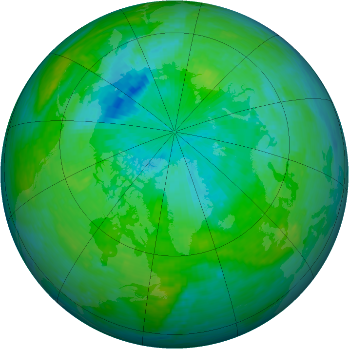 Arctic ozone map for 19 July 1993